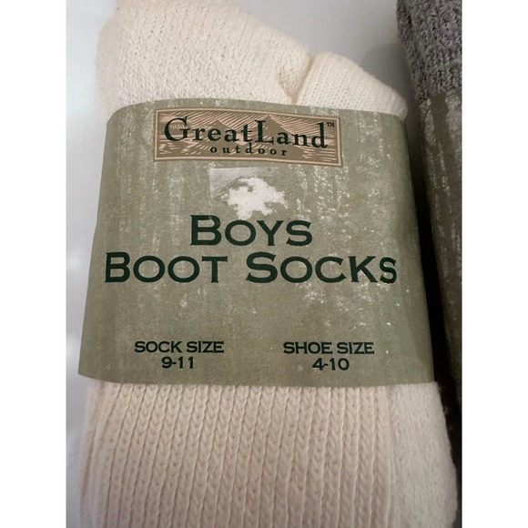 Vintage New NOS 3 Boys Greatland Winter Warm Boot socks 9-11, USA, cotton nylon - Picture 2 of 6